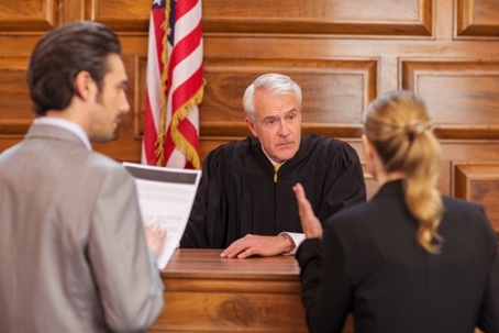Lawyers pleading case to judge.