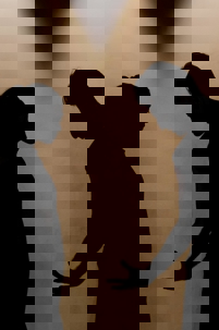 Silhouettes of two people facing each other, one gesturing with a hand as if arguing, against a plain background.